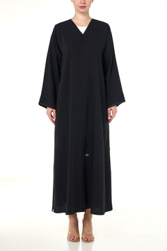 Black Atlas Crepe Abaya, Threadwork Details