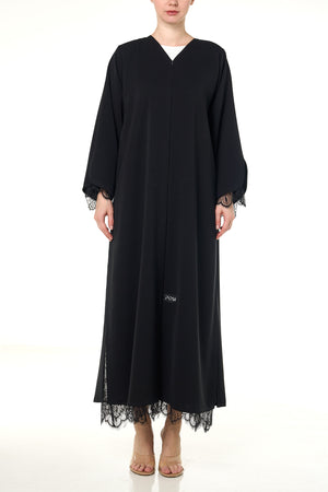 Black Alya Nada Abaya, Lace Detail