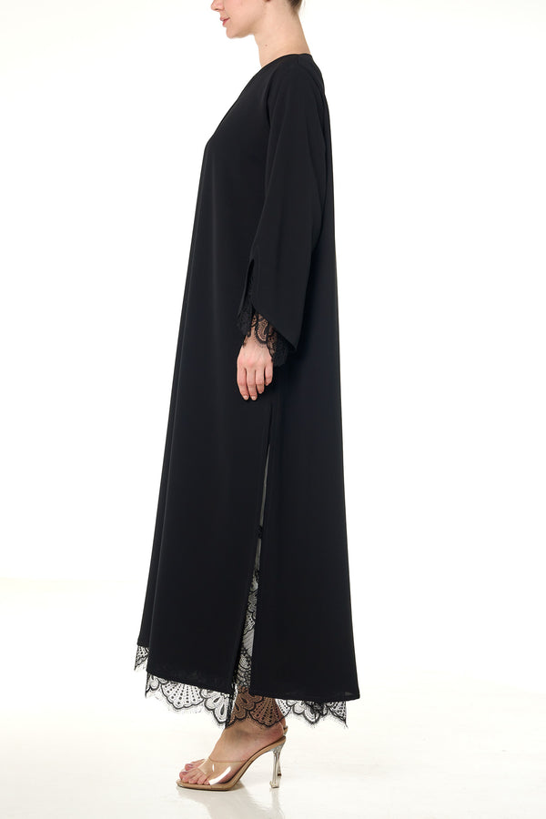 Black Alya Nada Abaya, Lace Detail