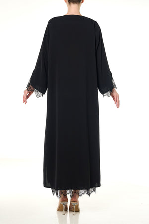 Black Alya Nada Abaya, Lace Detail