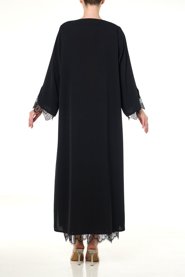 Black Alya Nada Abaya, Lace Detail