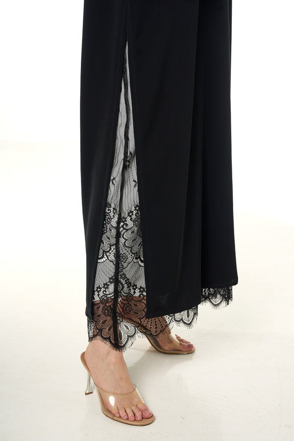 Black Alya Nada Abaya, Lace Detail