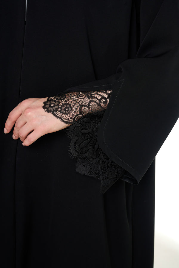 Black Alya Nada Abaya, Lace Detail