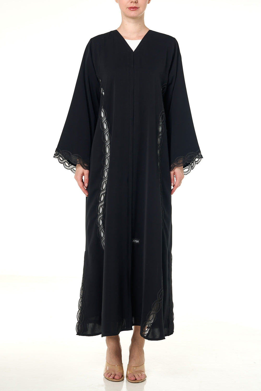 Black Maha Nada Abaya, Lace Detail