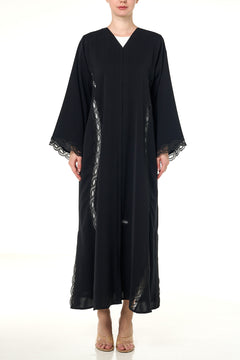 Black Maha Nada Abaya, Lace Detail