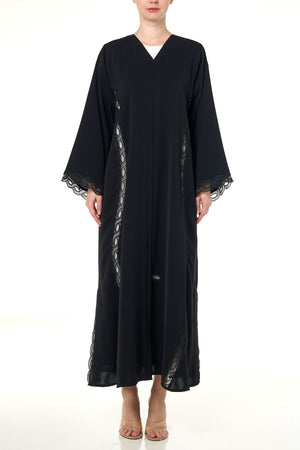 Black Maha Nada Abaya, Lace Detail