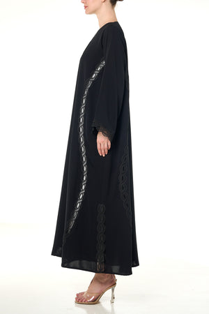 Black Maha Nada Abaya, Lace Detail