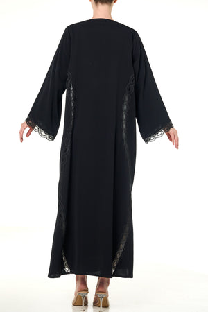 Black Maha Nada Abaya, Lace Detail
