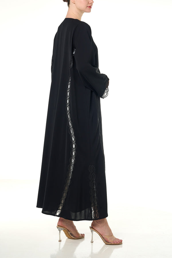 Black Maha Nada Abaya, Lace Detail
