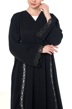 Black Maha Nada Abaya, Lace Detail