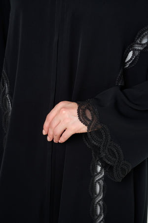 Black Maha Nada Abaya, Lace Detail