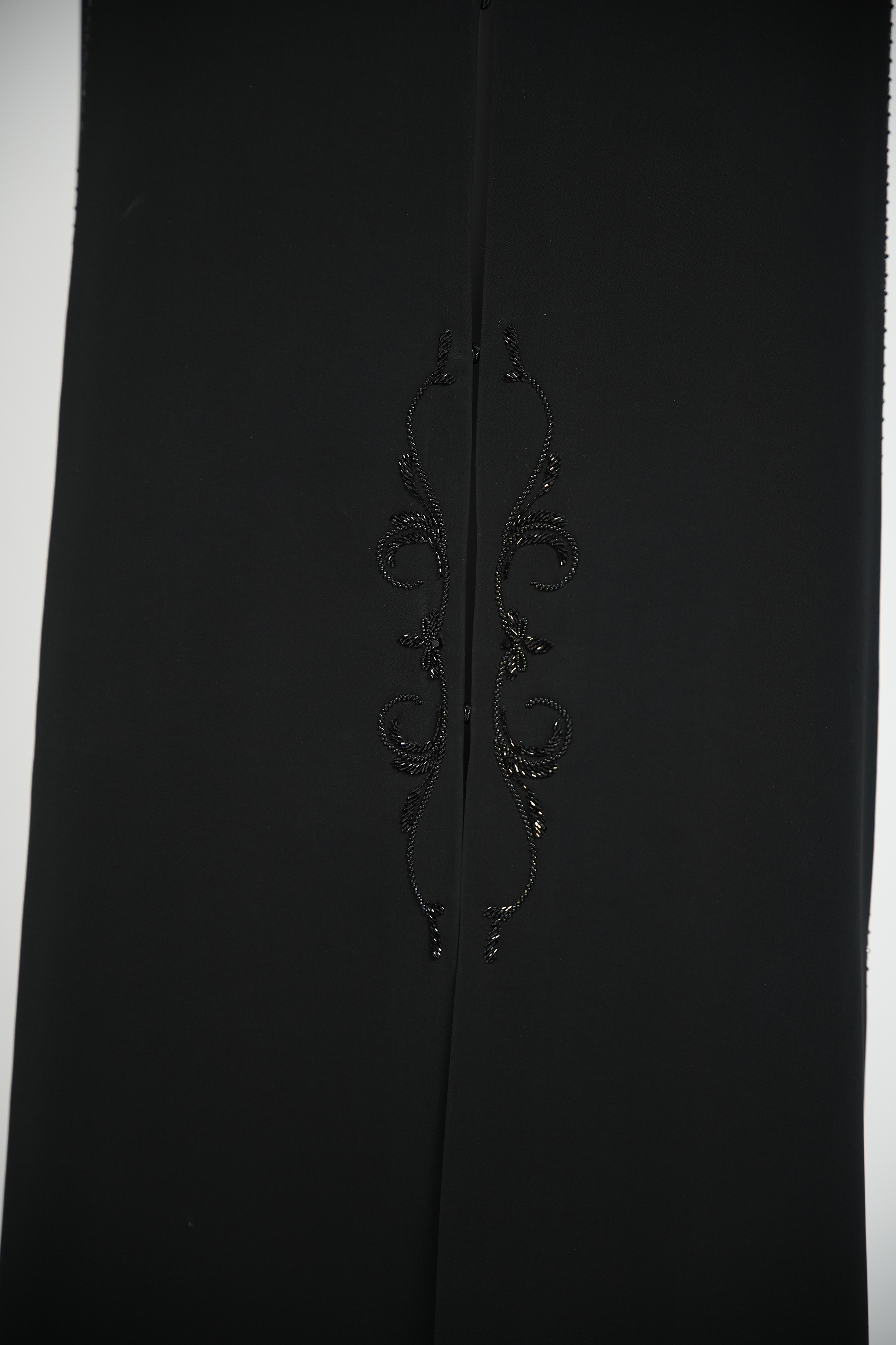 Black Classic Nada Abaya with Ethnic Beadwork Detail - Posh Abaya