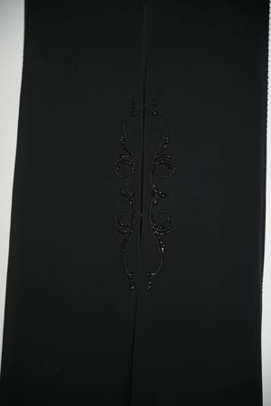 Black Classic Nada Custom Abaya with Ethnic Beadwork Detail