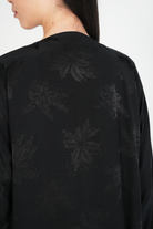 Black Flora Cupro Abaya with Front Overlap Detail - Posh Abaya