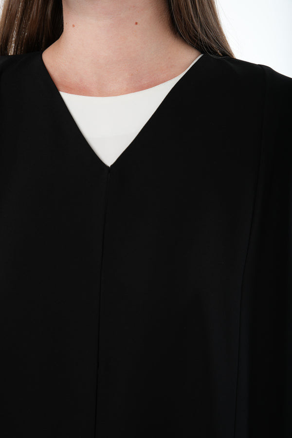 Black Naya Crepe Custom Abaya with Side Bead Line and Hand Embellishment