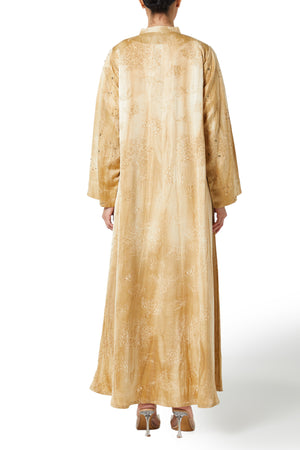 Beige Vega Jacquard Abaya, Textured Detail