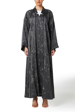 Dark Grey Nebula Viscose Abaya, Textured Detail
