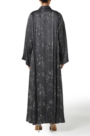 Dark Grey Nebula Viscose Abaya, Textured Detail