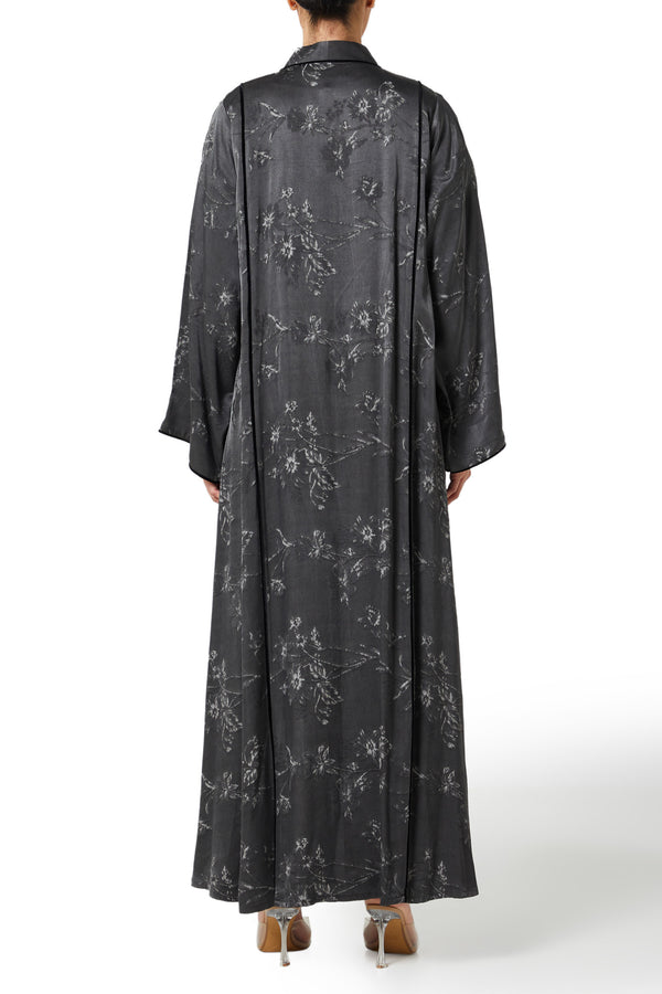Dark Grey Nebula Viscose Abaya, Textured Detail