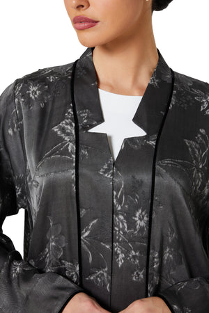 Dark Grey Nebula Viscose Abaya, Textured Detail