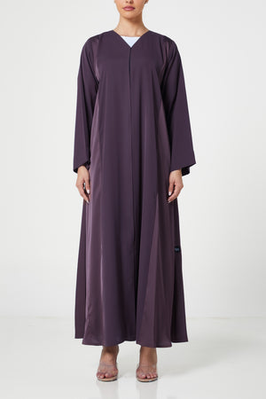 Purple Malaki Satin Abaya, Plain Design