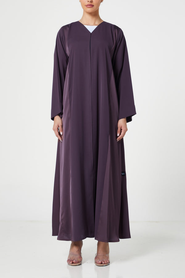 Purple Malaki Satin Abaya, Plain Design