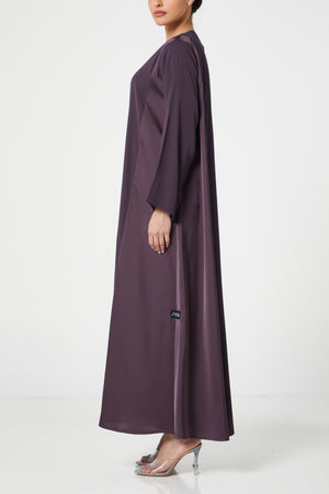 Purple Malaki Satin Abaya, Plain Design