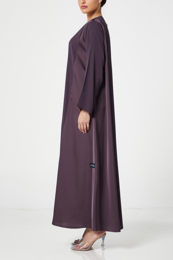 Purple Malaki Satin Abaya, Plain Design