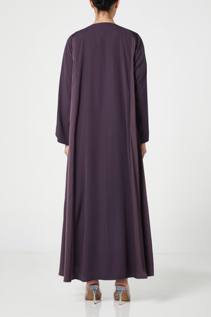 Purple Malaki Satin Abaya, Plain Design