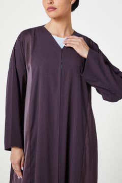 Purple Malaki Satin Abaya, Plain Design