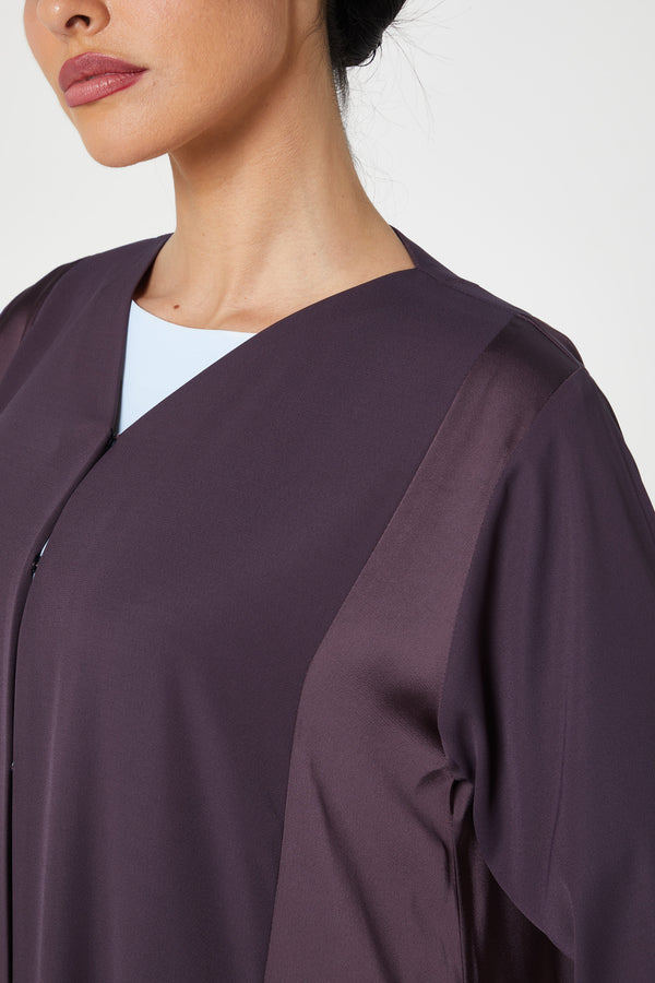 Purple Malaki Satin Abaya, Plain Design