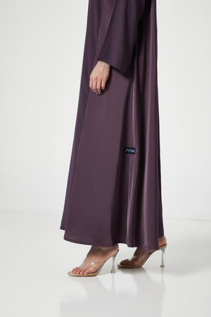Purple Malaki Satin Abaya, Plain Design