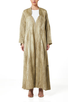 Beige marina jacquard Abaya, Textured