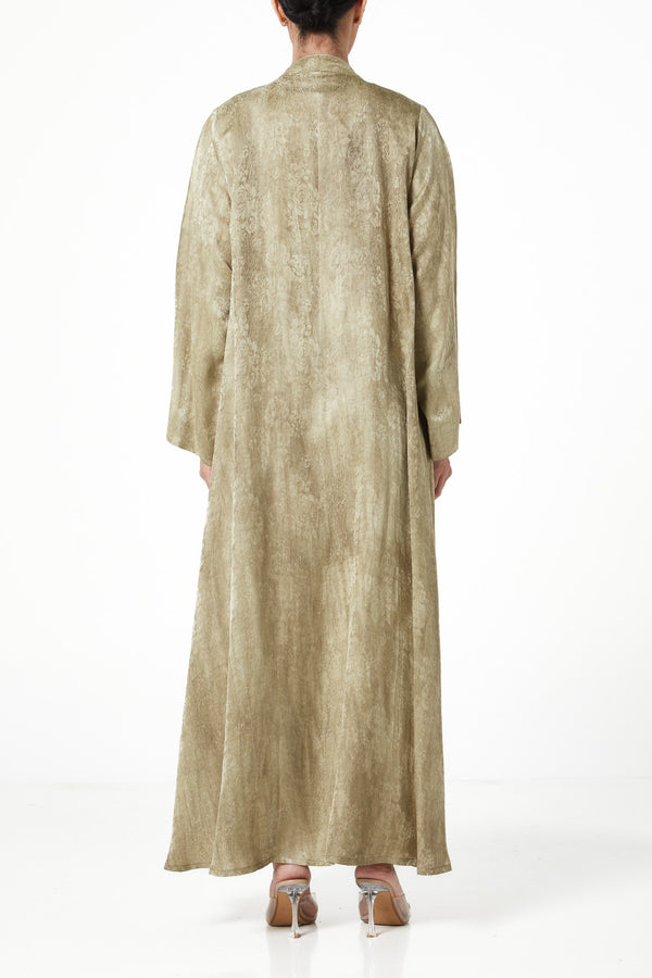 Beige marina jacquard Abaya, Textured