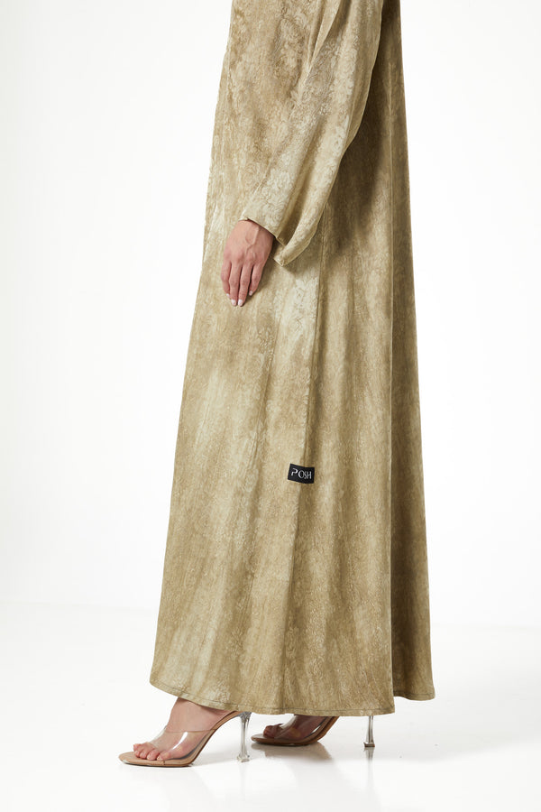 Beige marina jacquard Abaya, Textured