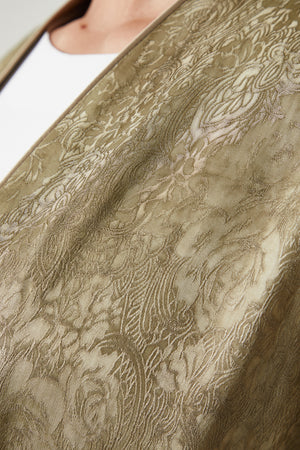 Beige marina jacquard Abaya, Textured