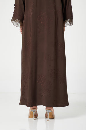 Brown Shaina Jacquard, Front and Sleeve Lace Detail