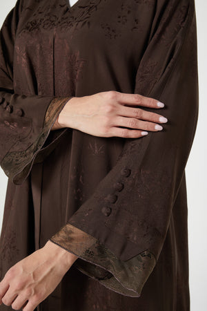 Brown Shaina Jacquard, Front and Sleeve Lace Detail
