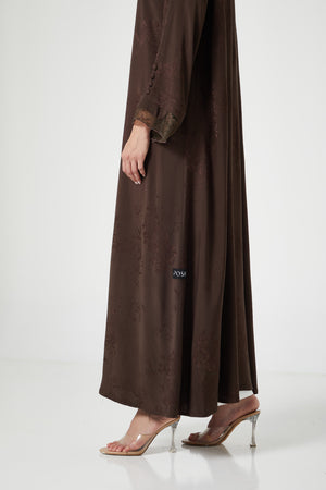Brown Shaina Jacquard, Front and Sleeve Lace Detail
