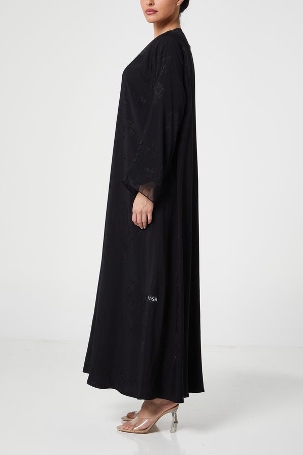 Black Shaina Jacquard, Front and Sleeve Lace Detail