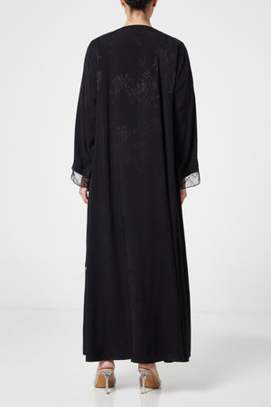 Black Shaina Jacquard, Front and Sleeve Lace Detail