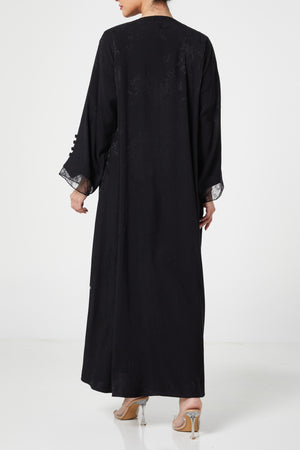 Black Shaina Jacquard, Front and Sleeve Lace Detail