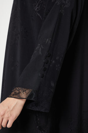 Black Shaina Jacquard, Front and Sleeve Lace Detail