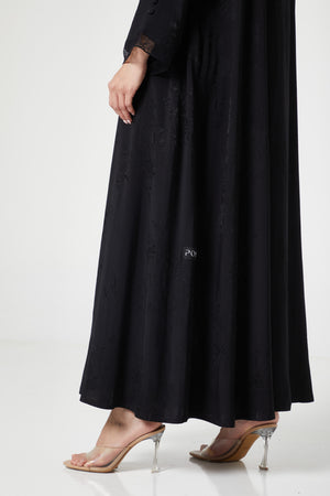 Black Shaina Jacquard, Front and Sleeve Lace Detail
