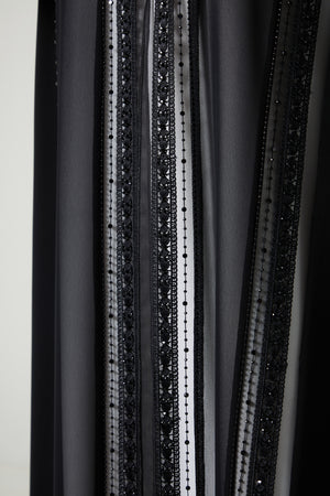 Black royal nada Abaya, Front Beadwork Detail