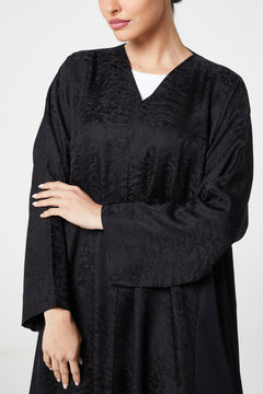 Black Astra Jacquard Abaya, Trendy Design