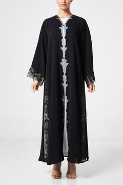 Black royal nada Abaya, Front Beadwork Detail