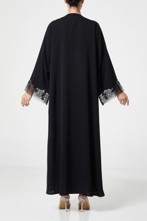 Black royal nada Abaya, Front Beadwork Detail