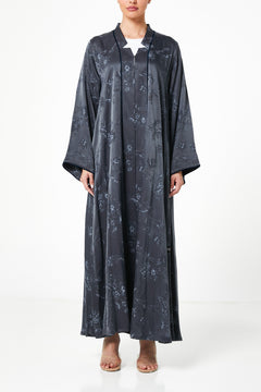 Grey Nebula Viscose Abaya, Textured Detail