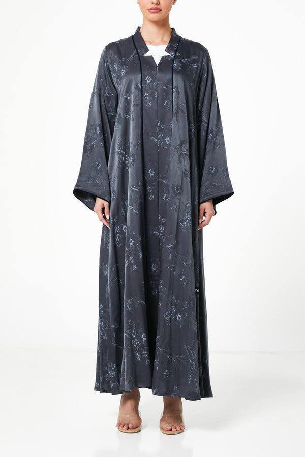 Grey Nebula Viscose Abaya, Textured Detail